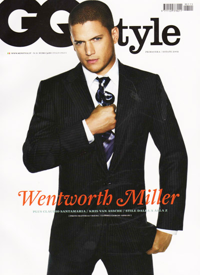 Italian Fashion Trend Leather Case on Wentworth Miller On Cover Of Italian Gq Style Spring Summer Edition